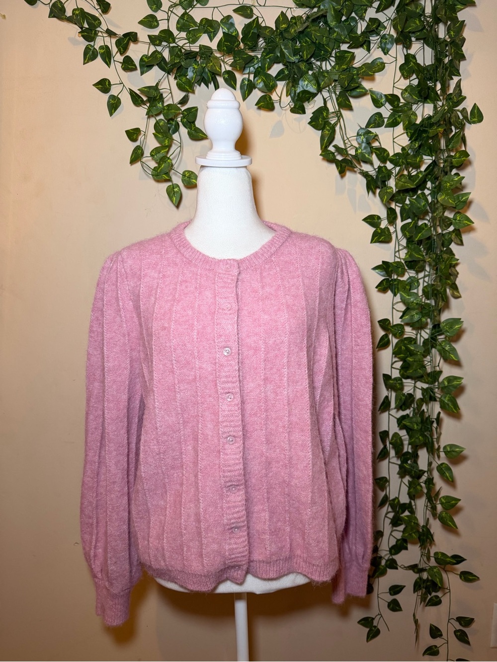 Joie Dusty Pink Button-Front Knit Cardigan
